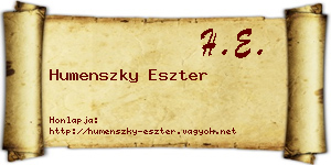 Humenszky Eszter névjegykártya